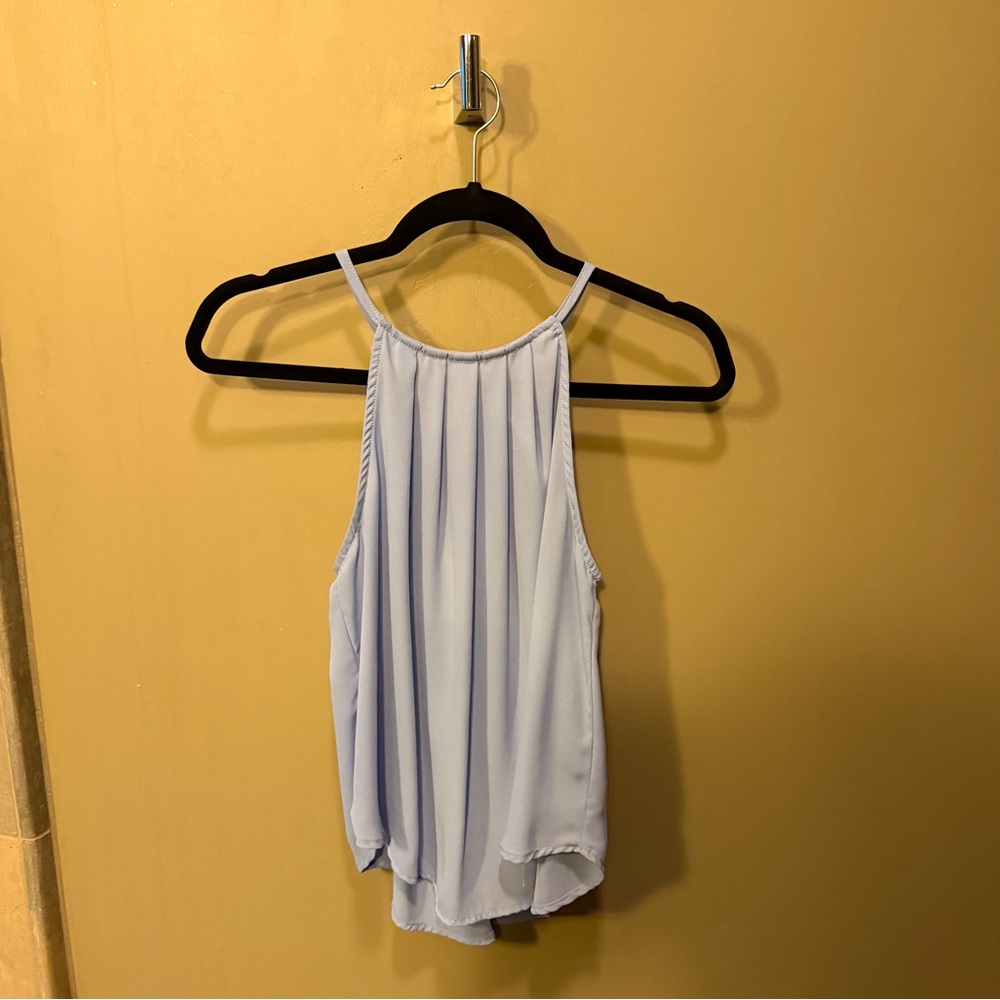 Alya Light Blue Pleated Halter Tank Top